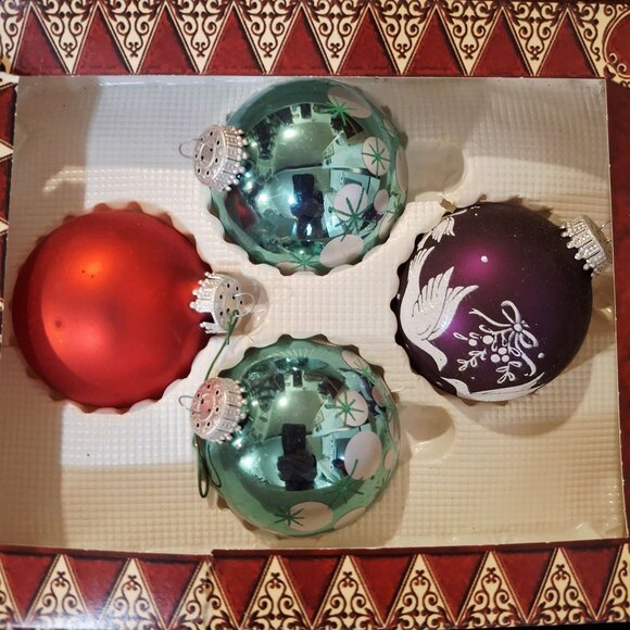 Trim A Home Holiday Ornaments Set 13 Blue Glass Vintage Cottage Cabincore - Picture 4 of 5